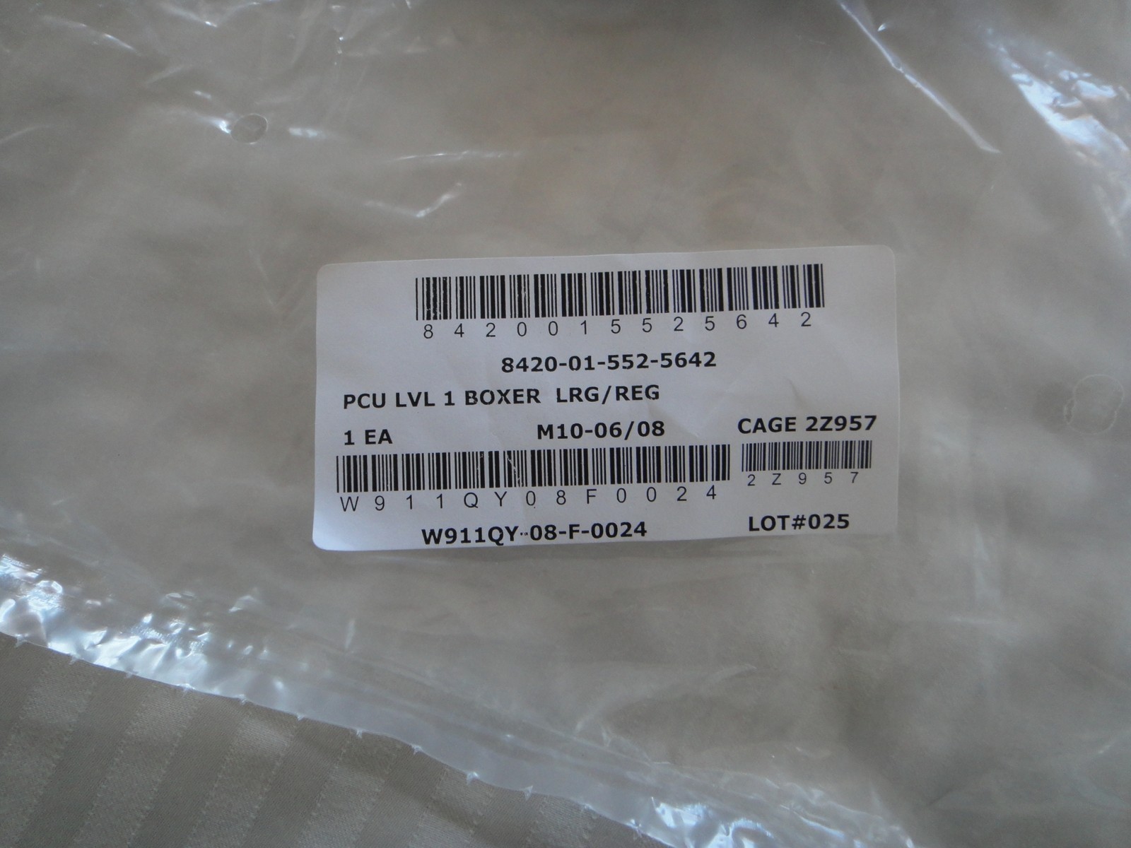 PCU Level 1 Boxer Halys Polartec Silver Fiber Size Large Military NIB W/Tags