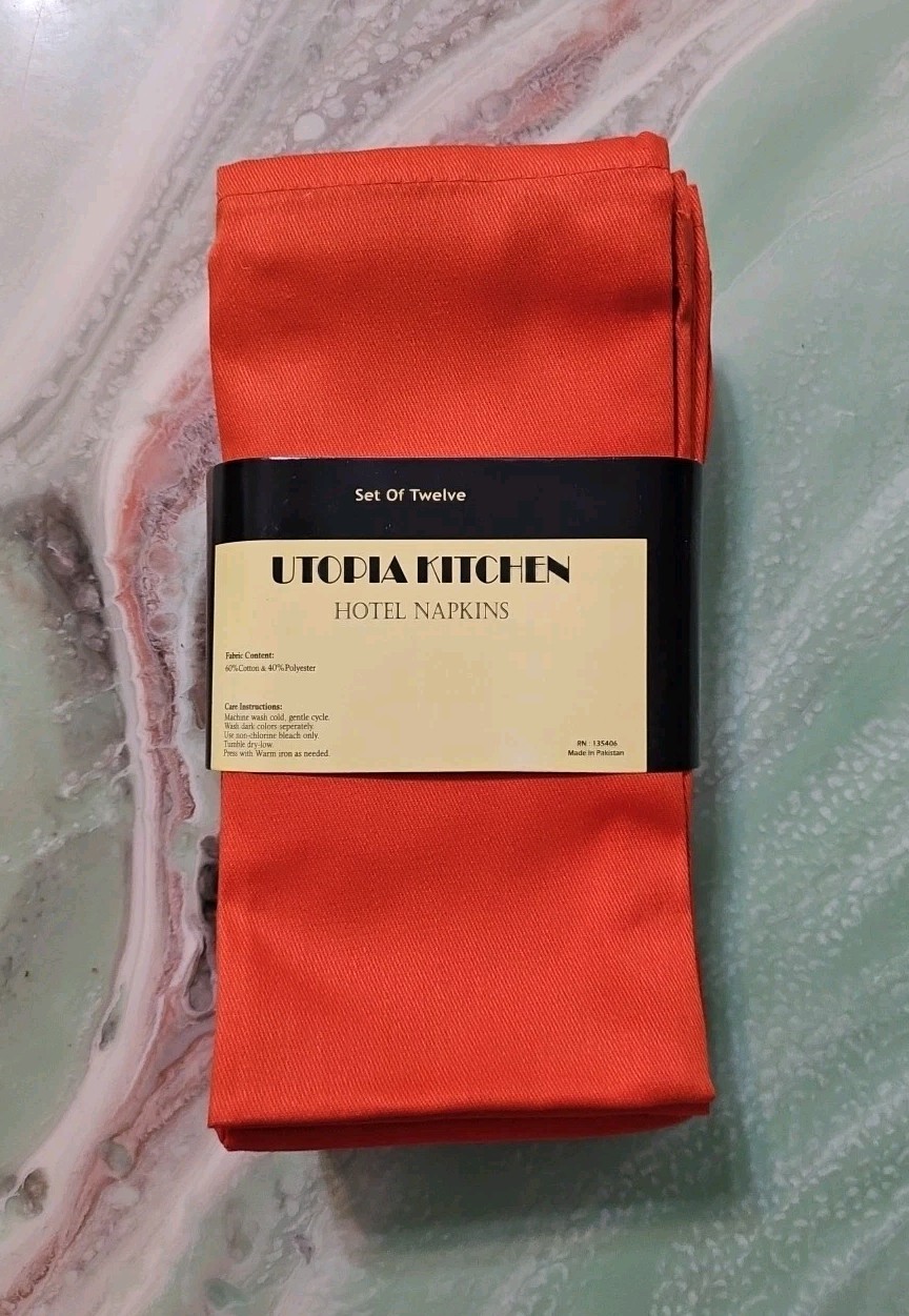 Utopia Luxury Dinner Napkins Orange 12 Pack 18 X 18 Autumn Thanksgiving NEW