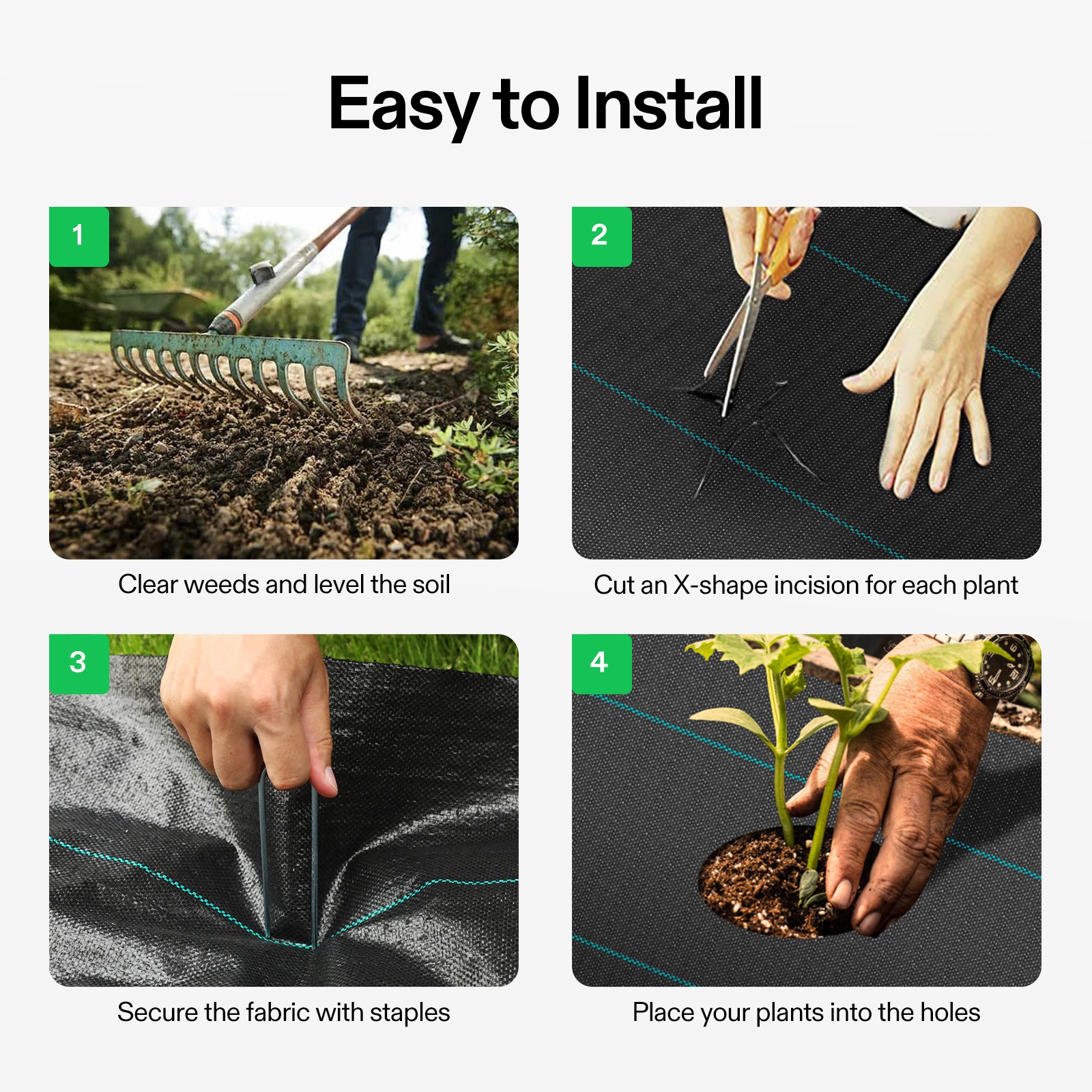 VIVOSUN 50/100/250ft 5OZ Weed Barrier Landscape Fabric Ground Weed Cover