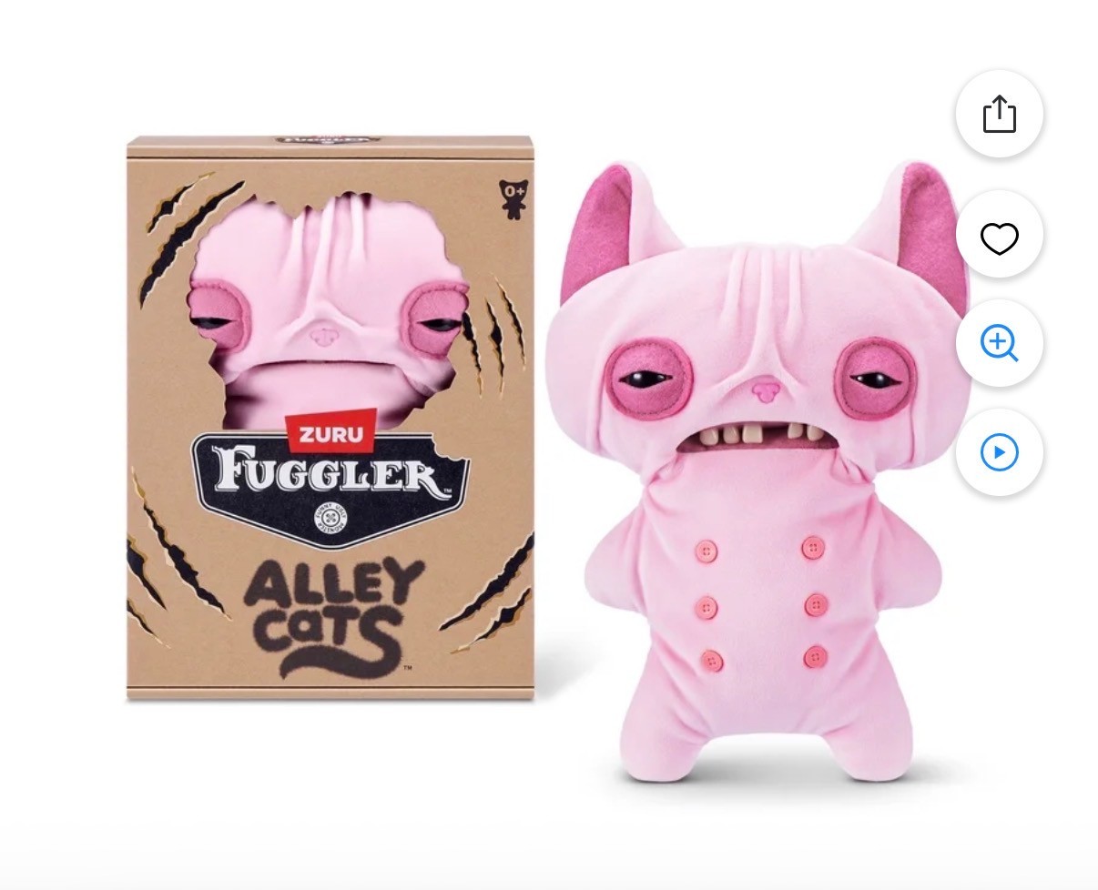 Fuggler Alley Cats 9" WRINKLE McSTINKLES Little Hairless Cat Pink Sphinx Sphynx