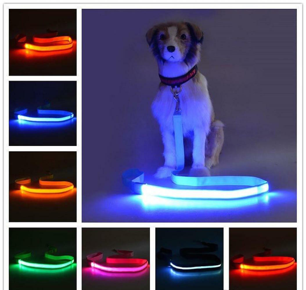 RECHARGEABLE 1FT-LED 4FT-LEASH glow light Dog Pet Safety Lead FOR Collar Harness