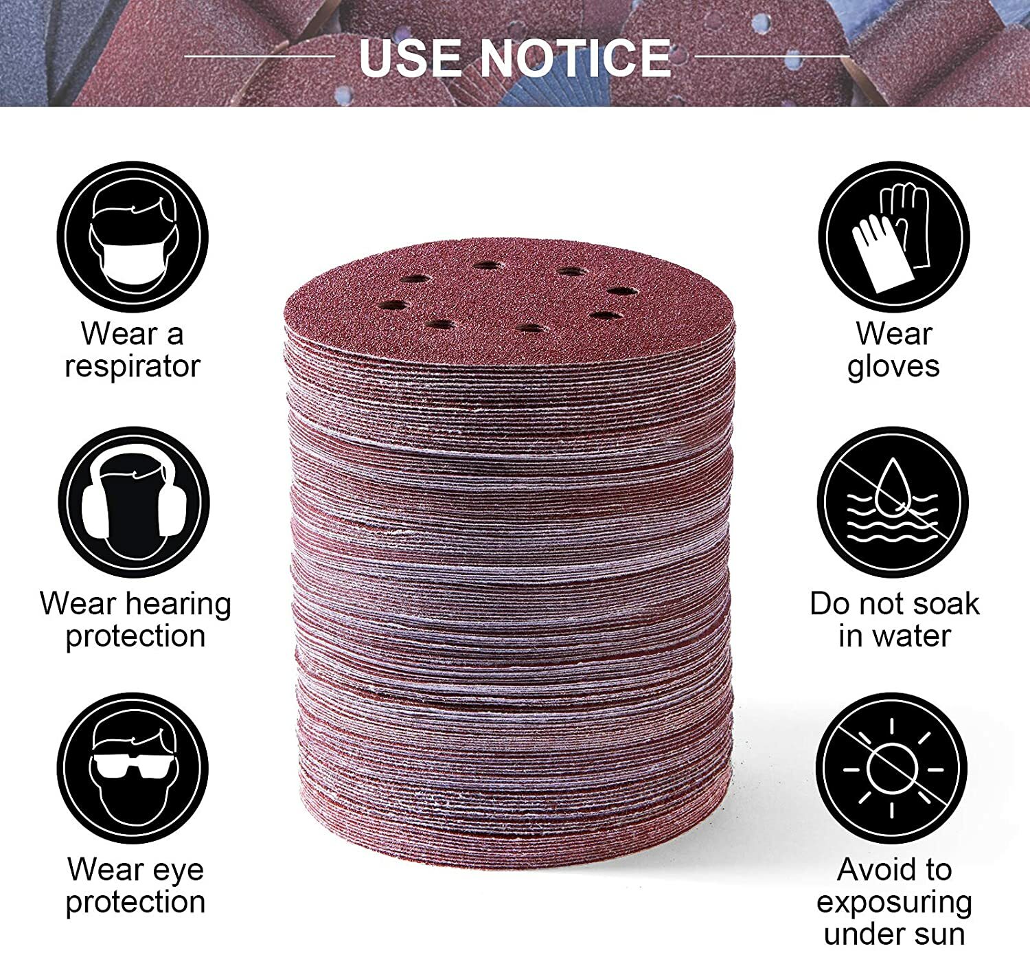 5inch Sanding Discs 40-1000 Grit Hook Loop 8-Hole Orbital Sander Paper Sandpaper