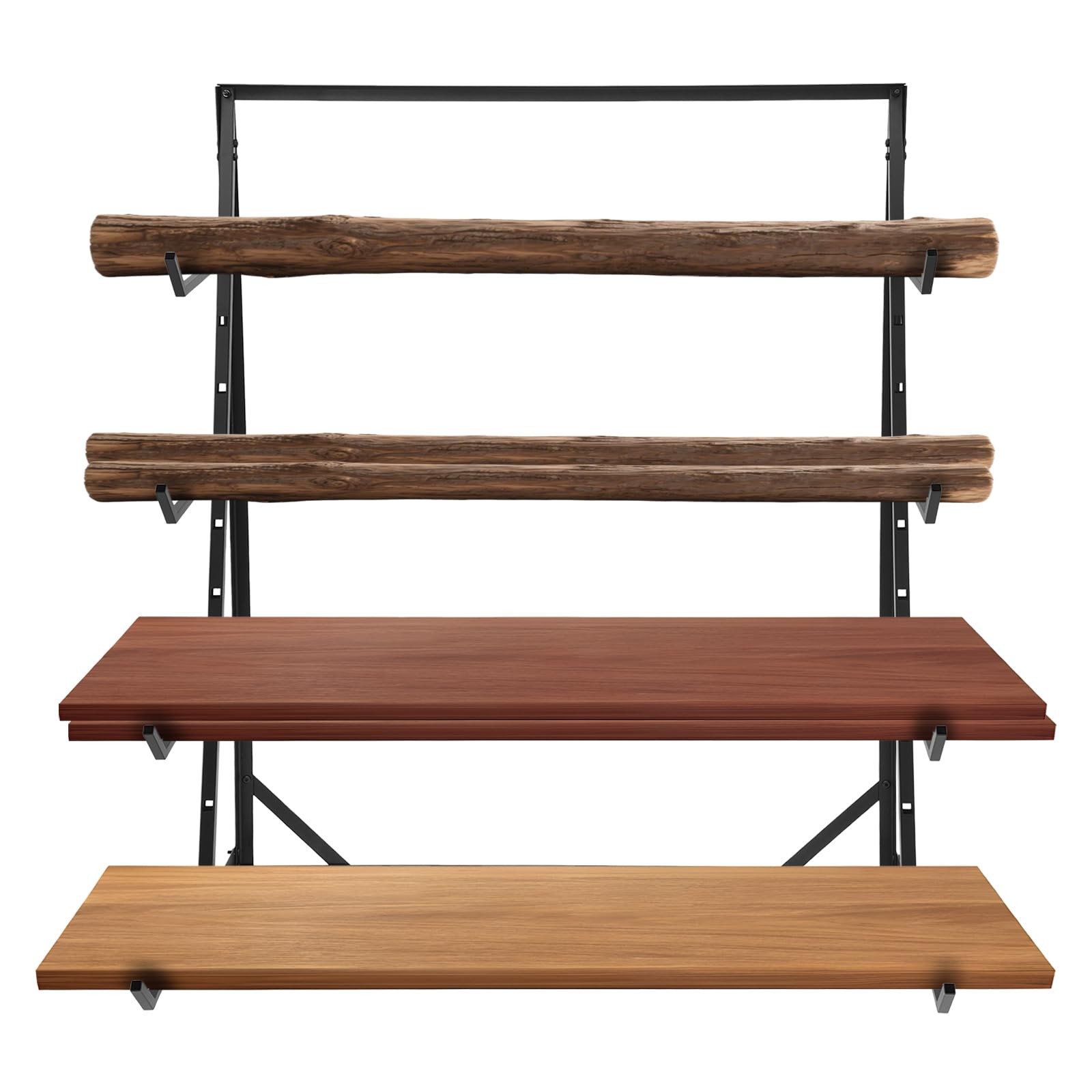 4 Tier Steel Horizontal Lumber Storage Rack, Heavy Duty Pipe Organizer Shelf