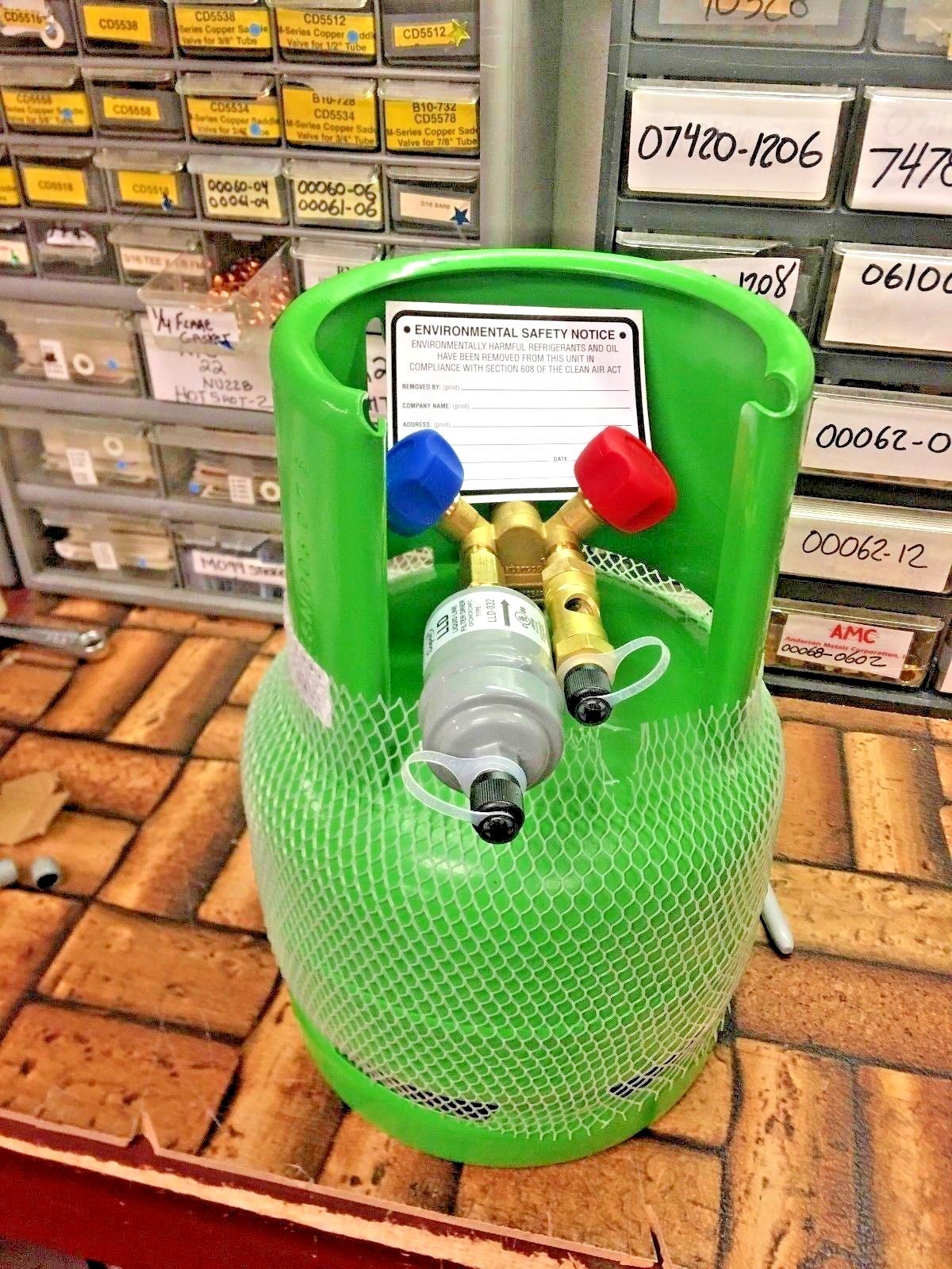 Refrigerant Recovery Tank, 6L/13.2Lbs., Liquid Capacity,  Liquid & Vapor Y Valve