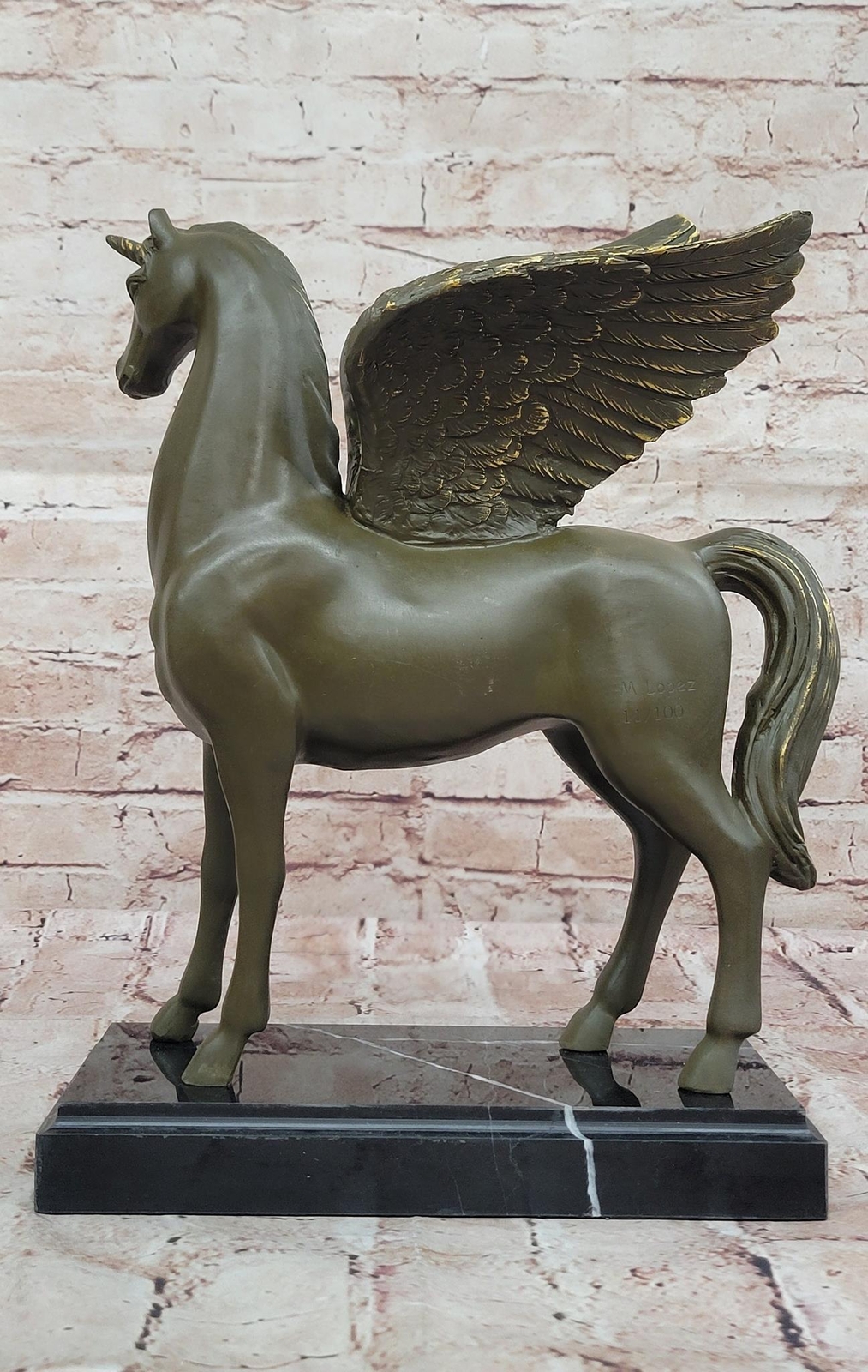 Bronze Pegasus Unicorn Statue – Mythical Winged Horse Sculpture Signed Numbered