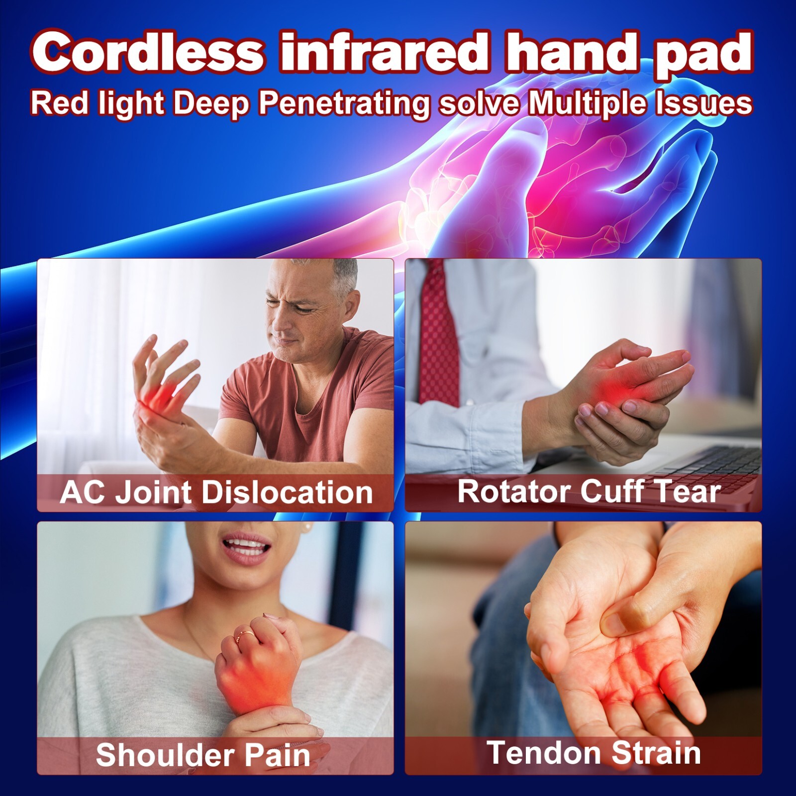 850nm Infrared Red Light Therapy Glove For Hand Pain Relief Cordless Mitten