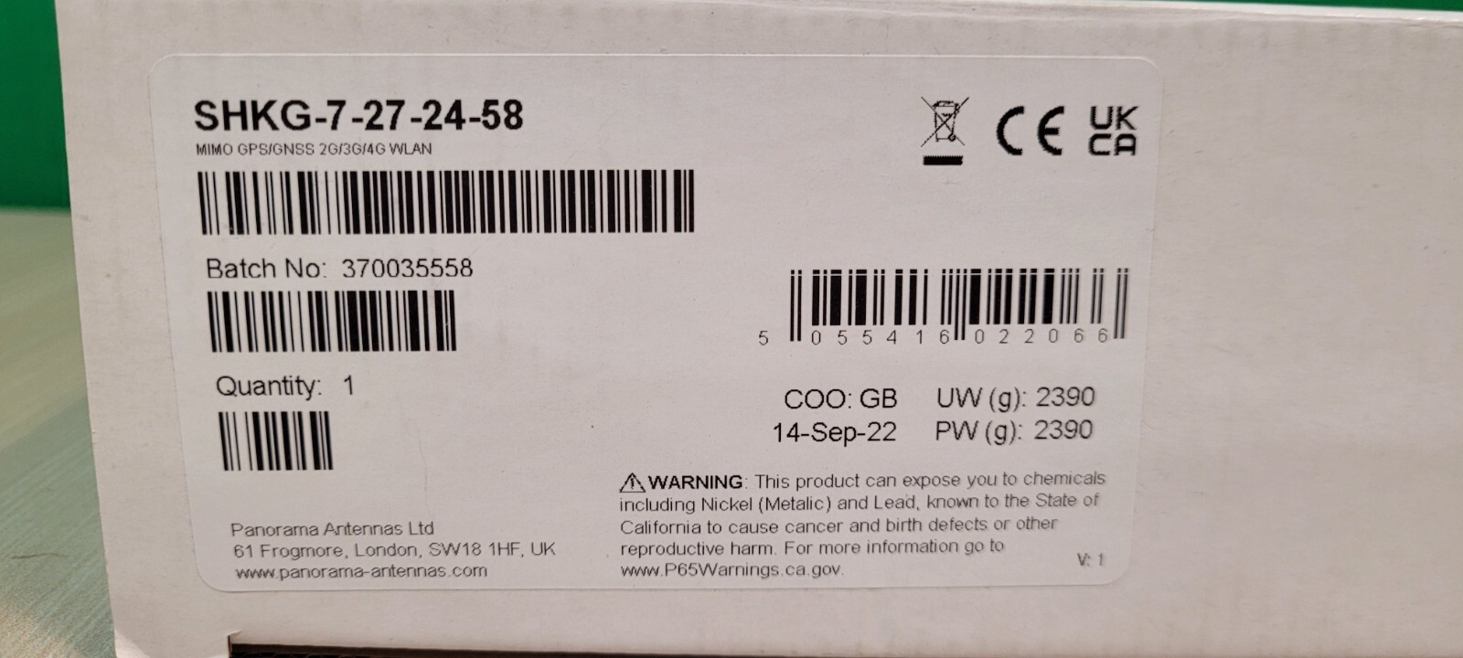 Panorama SHKG-7-27-24-58 5-in-1 Antenna with MIMO 4G LTE, MIMO WiFi, GPS