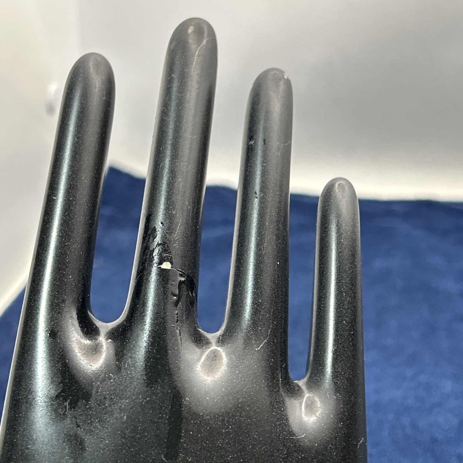 Vintage Industrial Porcelain Black Hand Glove Mold Form Jewelry Display Trade