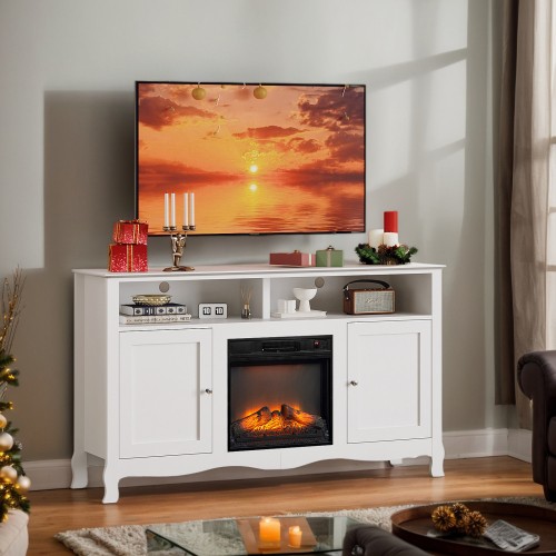 Electric Fireplace TV Stand for TVs up to 70", French Modern 58" Media Console