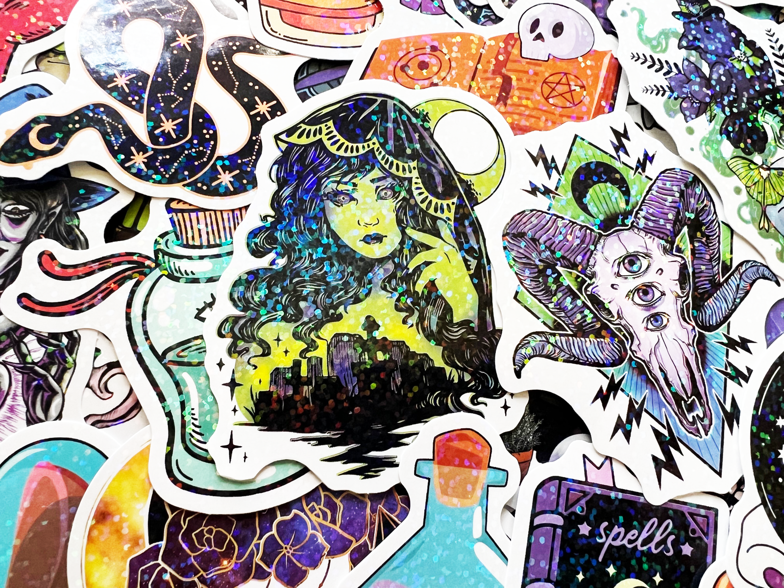 10-100 Cool Holographic & Reflective Sticker Pack Gothic Themes Lot For Laptops
