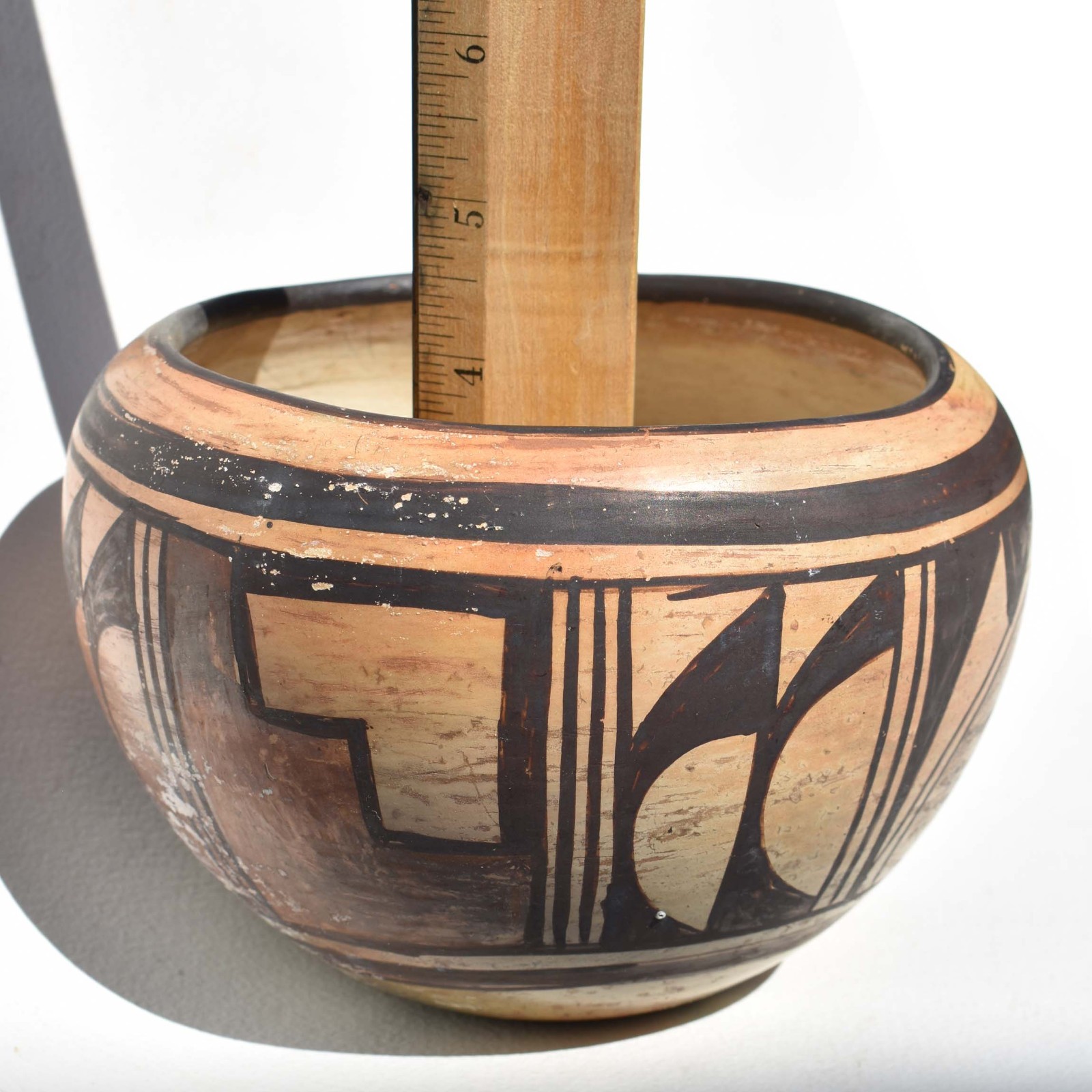 20th C Antique Hopi Sikyatki Revival - Yellow Ware Pot - Polychrome Olla Bowl