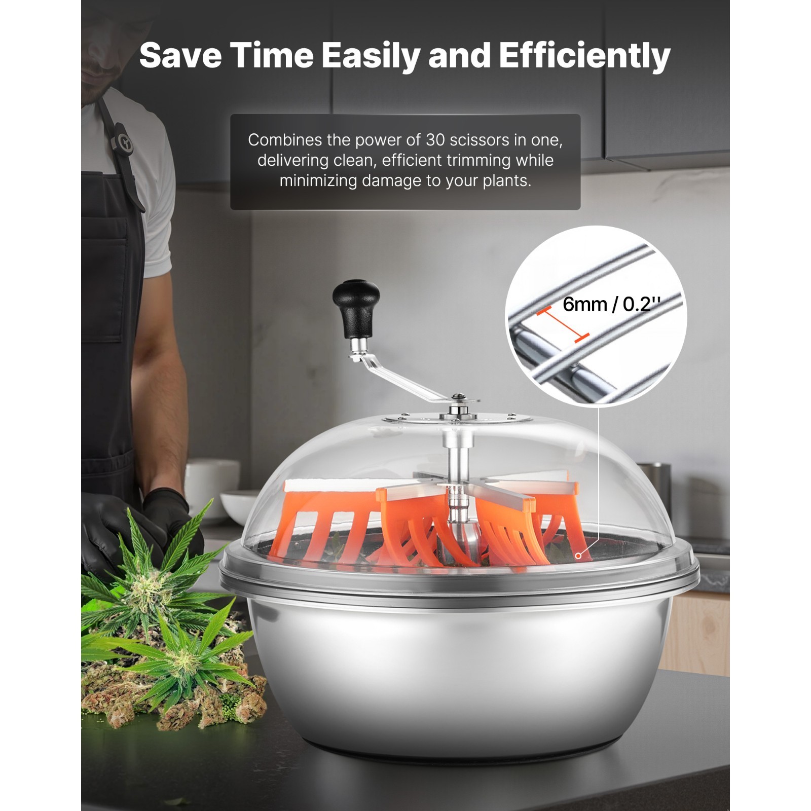 Uimoso 13" 16" 19" Manual Leaf Bud Trimmer Stainless Steel Bowl for Bud Trimming