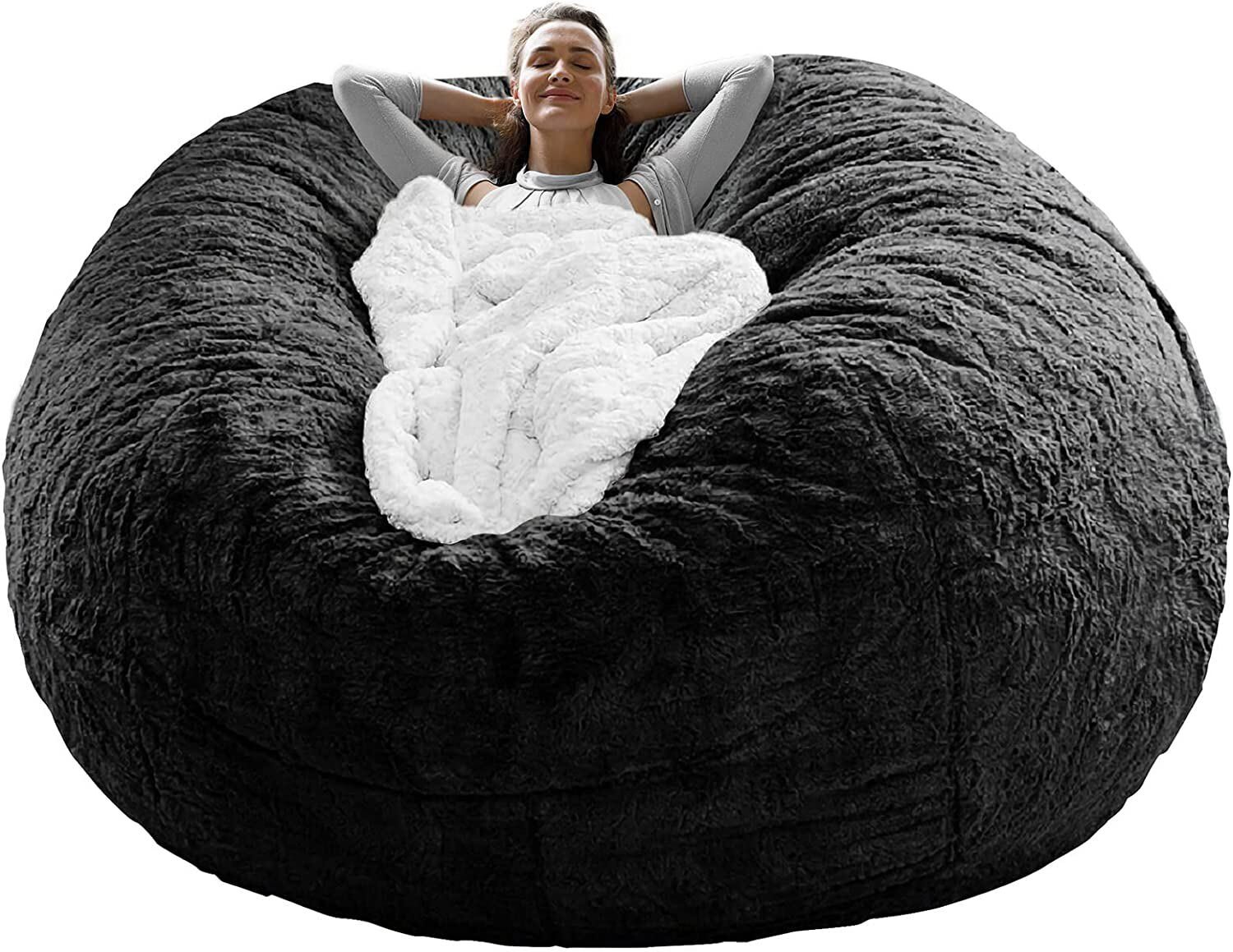 7FT Giant Bean Bag Sofa Living Room Chair Memory Soft Protect Cover No Filling