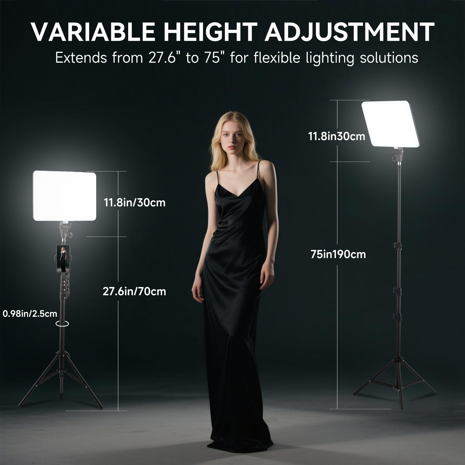 Studio Lights for Video Recording, 2-Pack Photography Lighting Kit with 75'' ...