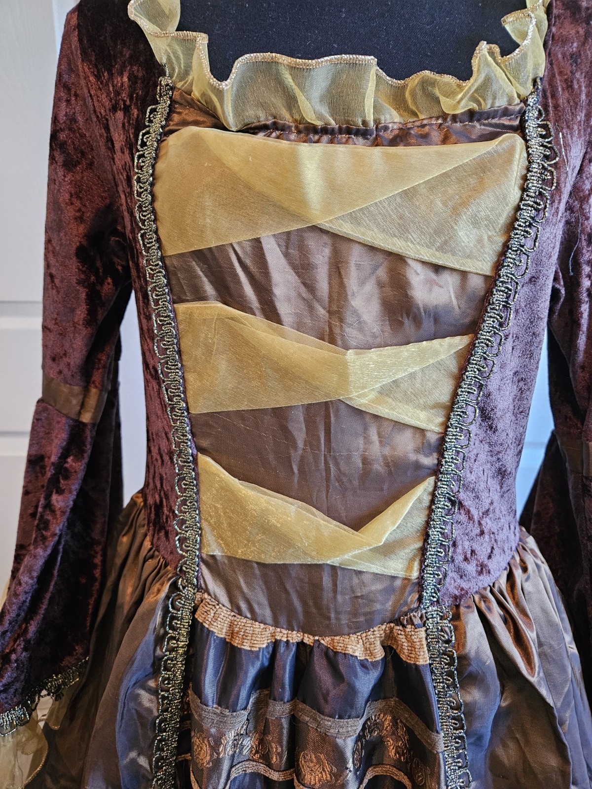 Marie Antoinette Gown Dress Rococo 18th Century rococo brown , Bust 36",colonial