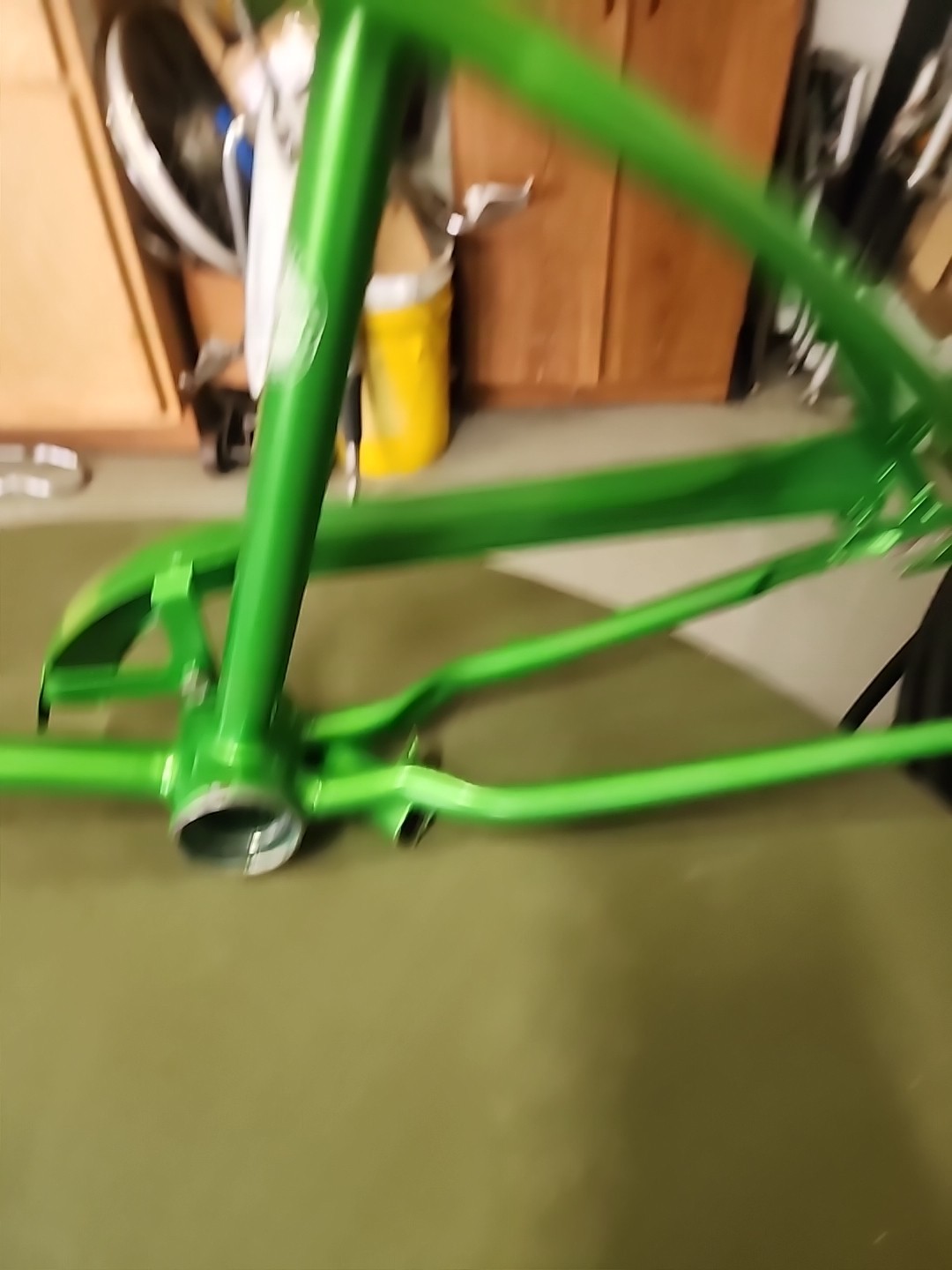 1966 SCHWINN STINGRAY LIME GREEN FRAME FORK + CHAINGUARD NICE SHAPE REPAINT L$$K
