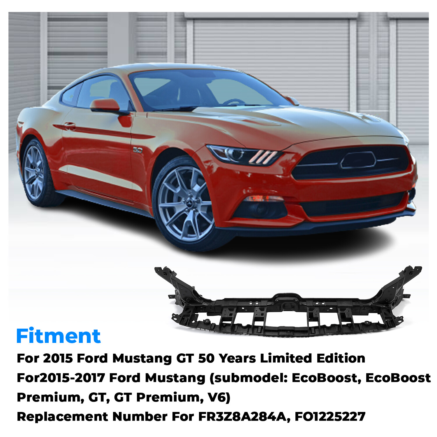 New Black Upper Tie Bar Radiator Support Fit 2015-2017 Ford Mustang FR3Z8A284A