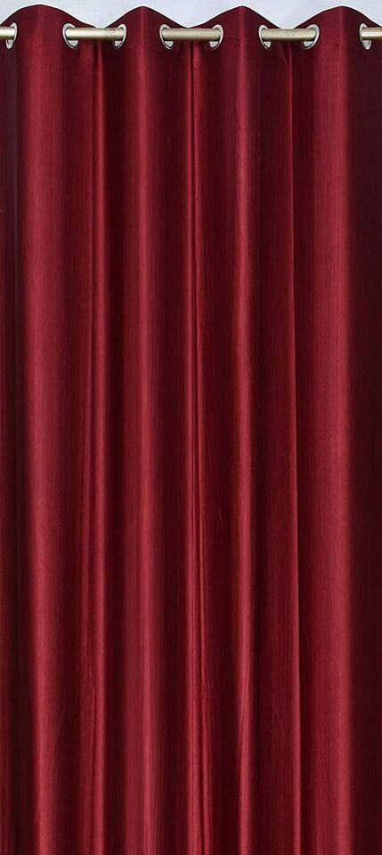 3 Piece Floral Shaded Grommet Ringtop Door Window Curtains Set 5 7 9 Feet Maroon