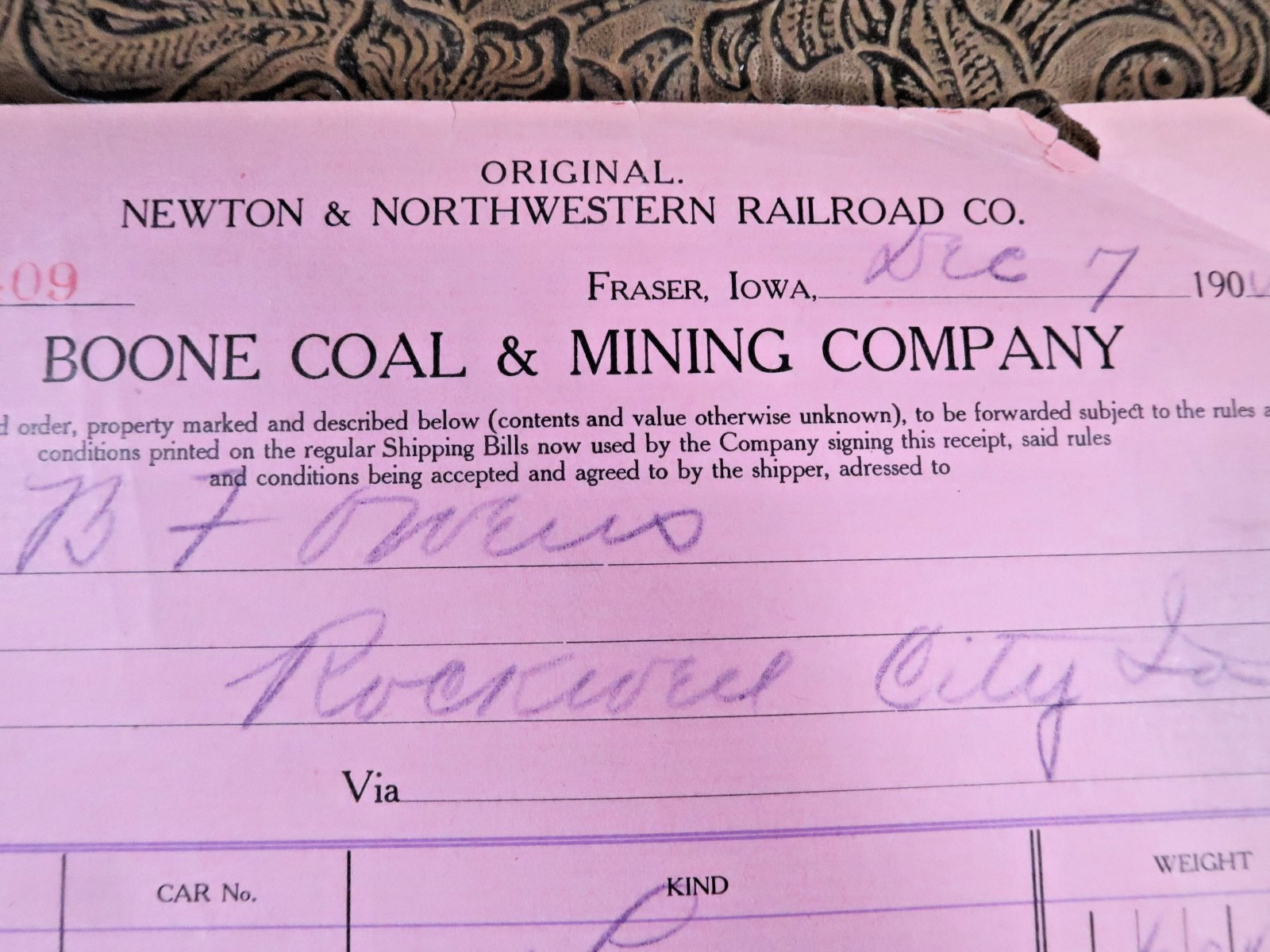 Boone Coal & Mining Company Newton Northwestern Rail Co Iowa Rockwell Fraser