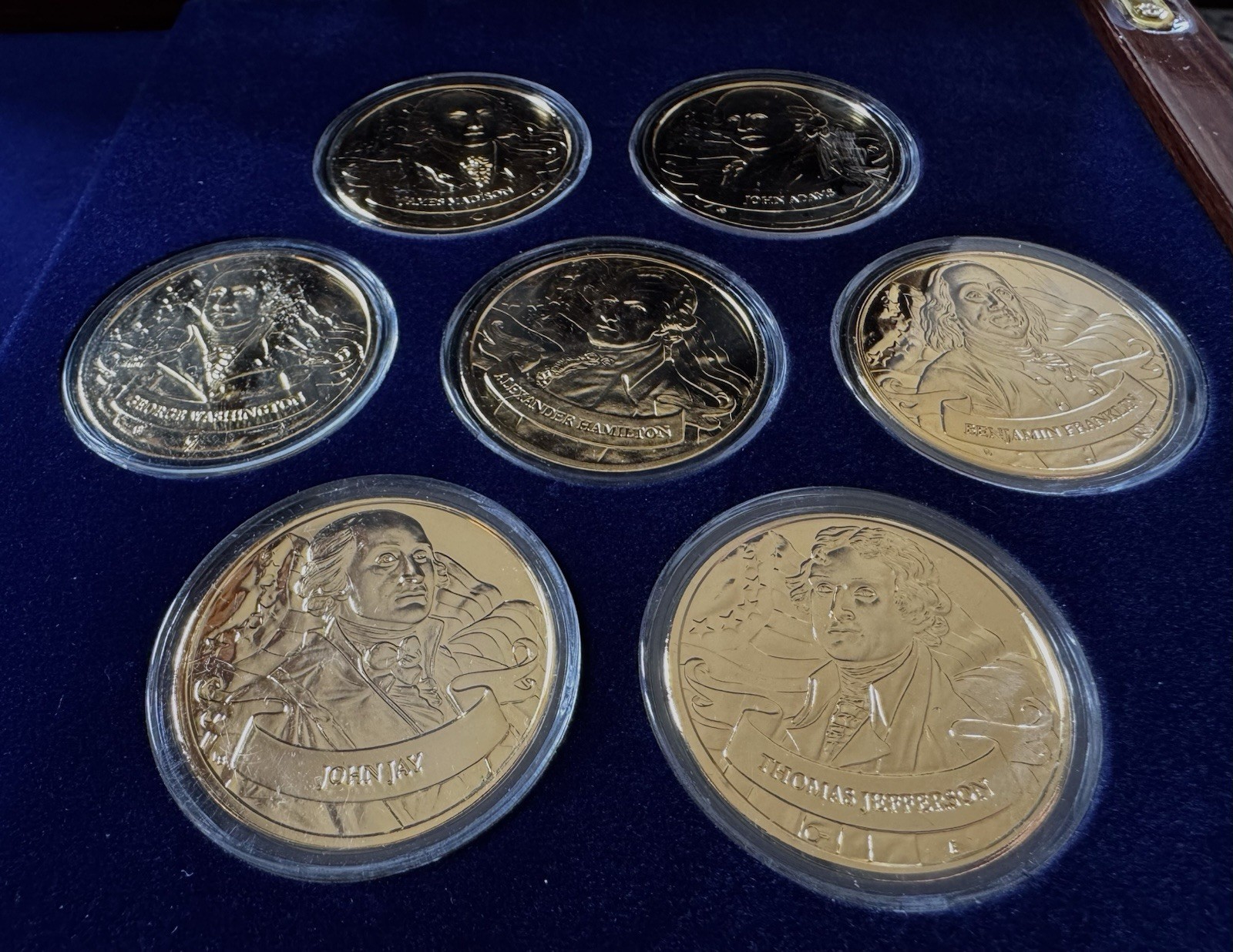Franklin Mint Founding Fathers of America Medal Collection Set with Display Case