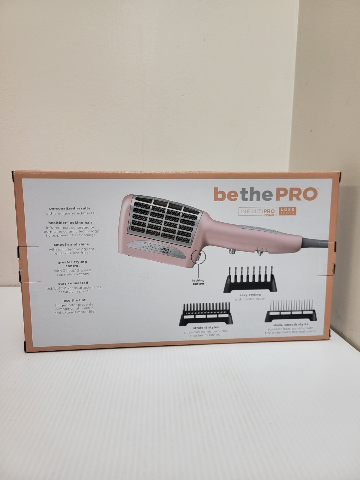 INFINITIPRO Conair LUXE Series 1875 Watt 3-in-1 Ionic Dryer - Pink SD21