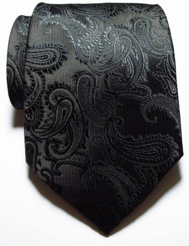 New Classic Paisley Black JACQUARD WOVEN 100% Silk Men's Tie Necktie