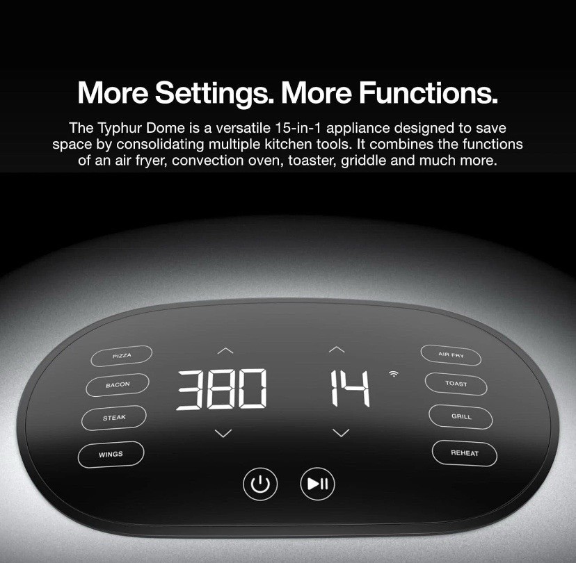 Typhur Dome 2 Air Fryer Extra Large with Superior Airflow and Self-cleaning.