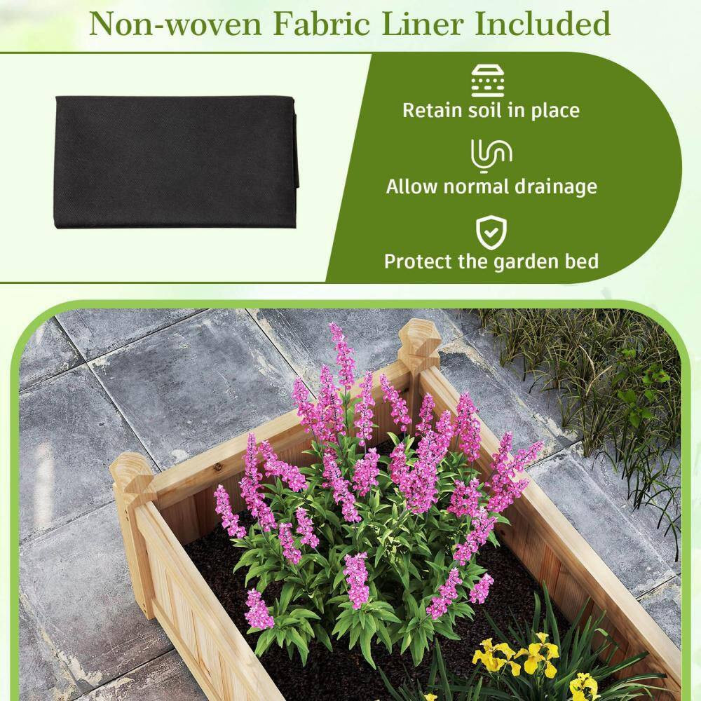 Wood Raised Garden Bed Outdoor Rectangular Planter Box with Drainage Holes Natur