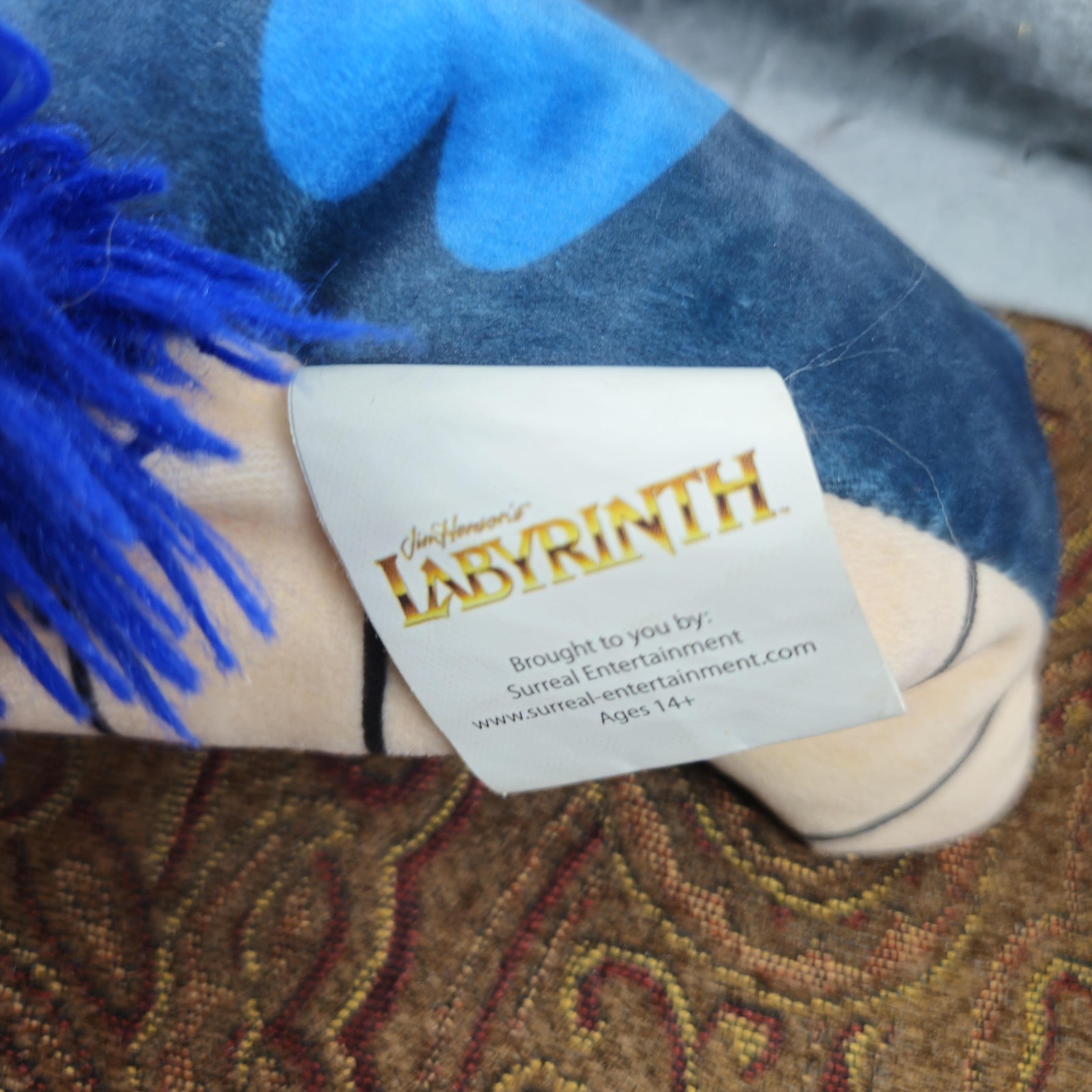 Labyrinth Worm Blue Plush Travel Neck Pillow Zip Up 'Ello William Henson Soft