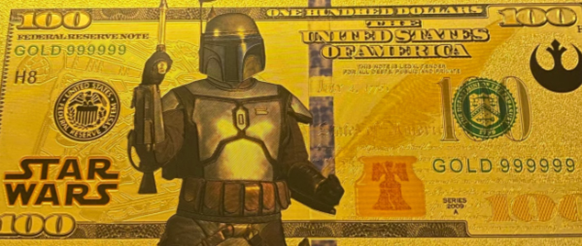 Jango Fett - Bounty Hunter Gold Star Wars Banknote Collectible Bill