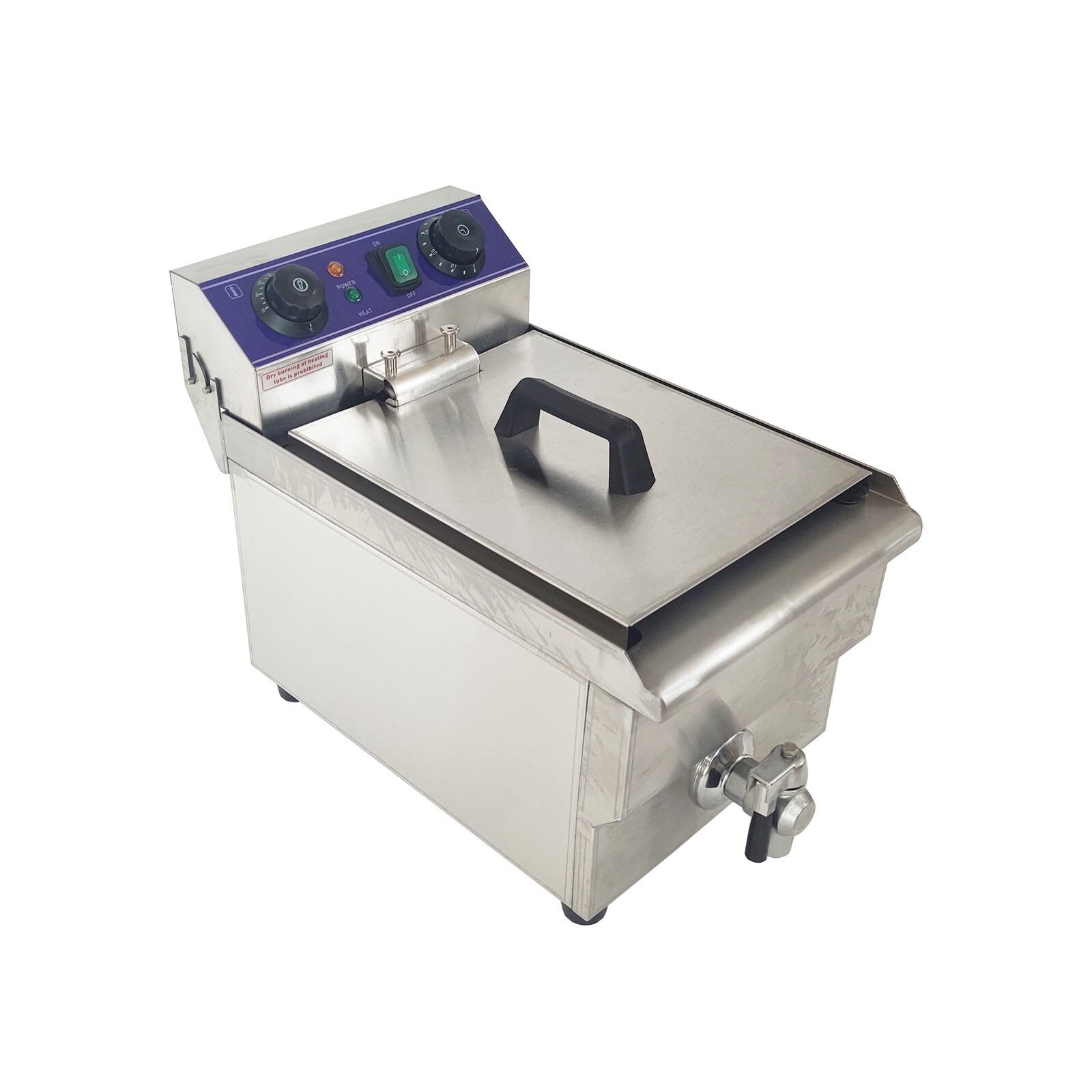 110V Commercial Single Cylinder Electric Deep Fryer 10L with Oil Nozzle 10L