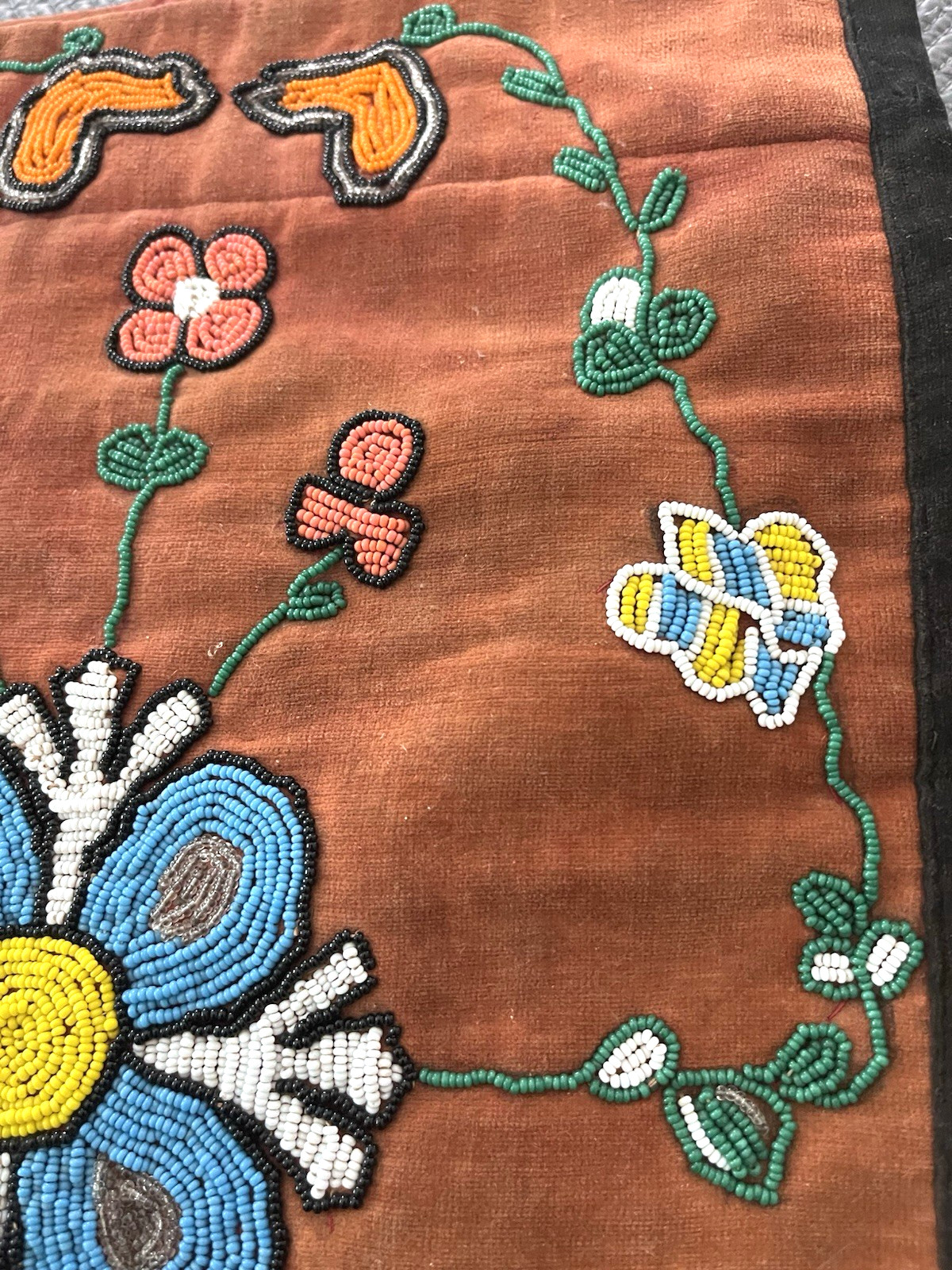 Native American Velvet Victorian Period Beaded Saddle or Saddle Blanket