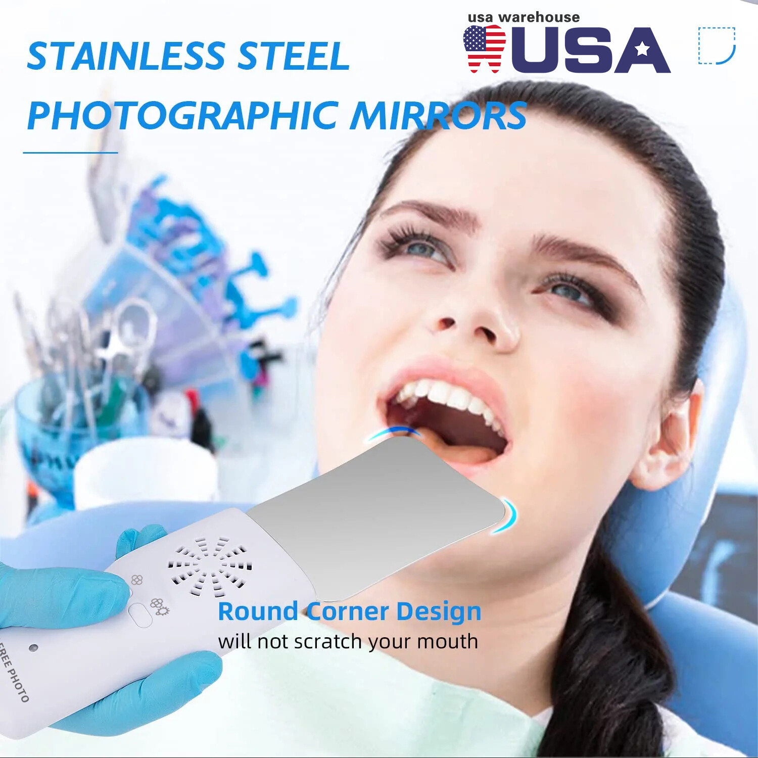 Dental Occlusal Mirror Fog Free LED Intra Oral Photo System 4 Mirror Anti-Fog ns
