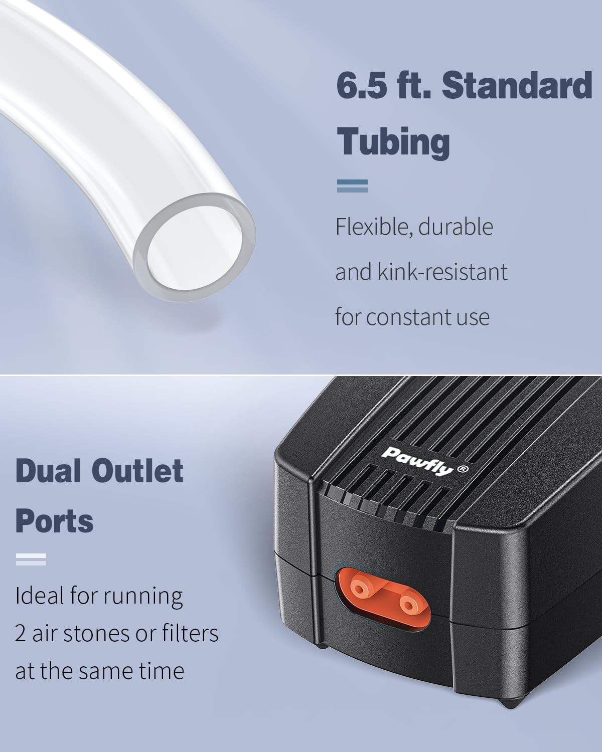 Aquarium Air Pump for 10-200 Gallon Fish Tanks Dual Outlet Adjustable Quiet