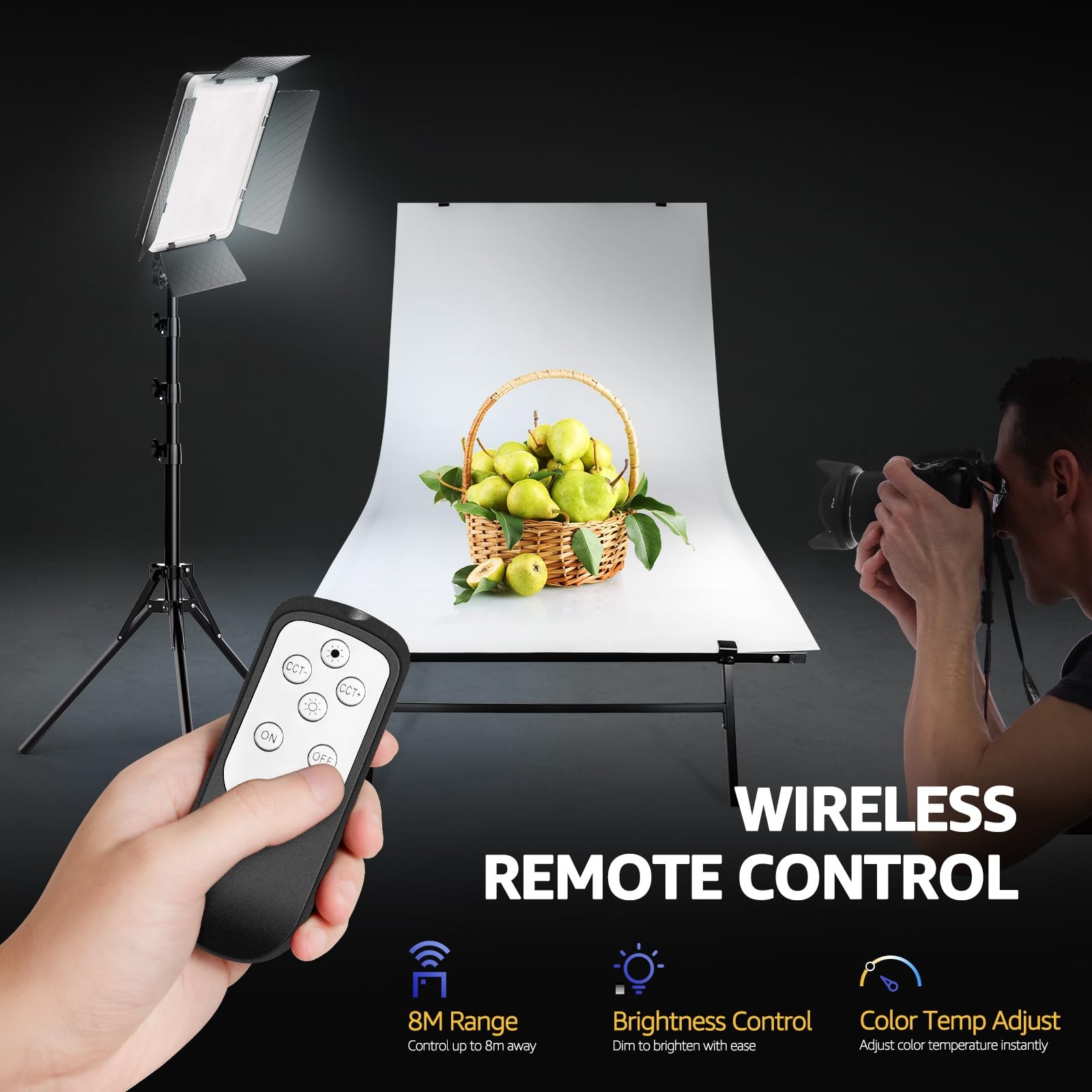 36W Photography Lighting, Bi-Color Studio Light, CRI 95+, Dimmable AC Adapter...