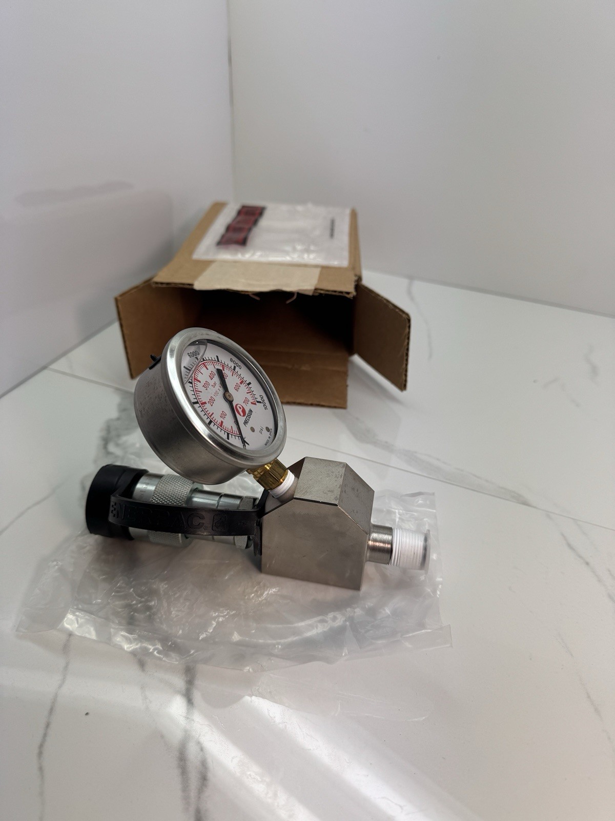 RokSolid/ Enerpac GA45GC Style Gauge Adaptor Assembly 0-10,000 PSI Gauge CR400