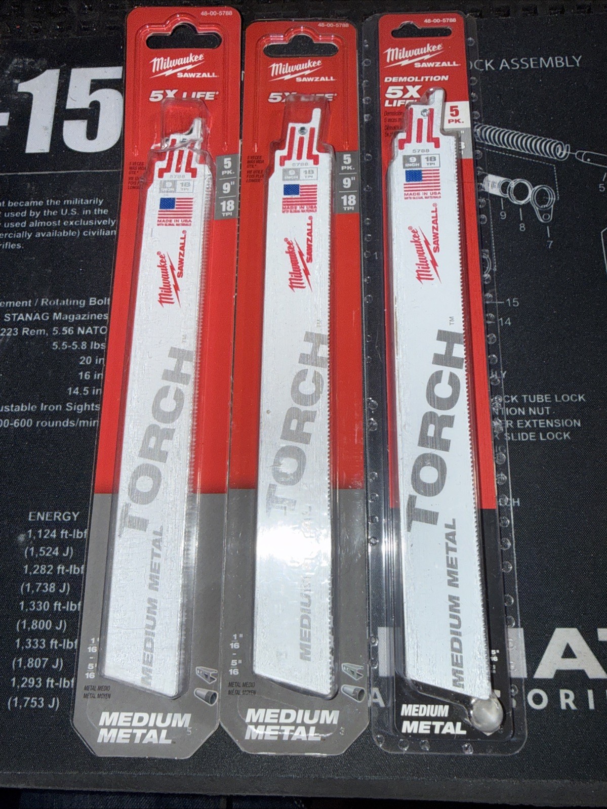Qty 57 New Milwaukee The Torch 9” 18TPI Sawzall Blades Medium Metal 48-00-5788