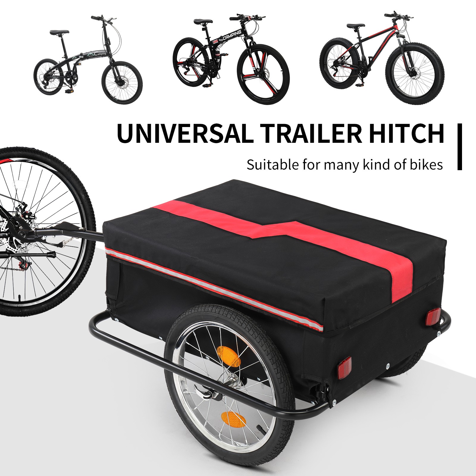 Bike Cargo Trailer Foldable Bicycle Cart Bike Wagon Trailer w/ Universal Hitch