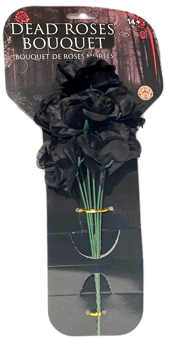 DEAD BLACK ROSES BOUQUET 7 Flowers Wednesday Costume Prop Prank Gag Joke Gift