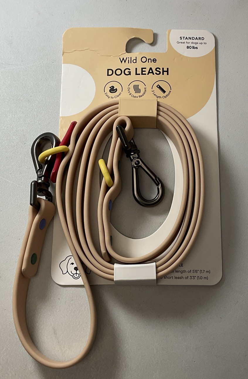 Wild One Standard Dog Leash Up To 80 Lbs - Tan - Leash Adjustable 3’3”-5’6”-NEW