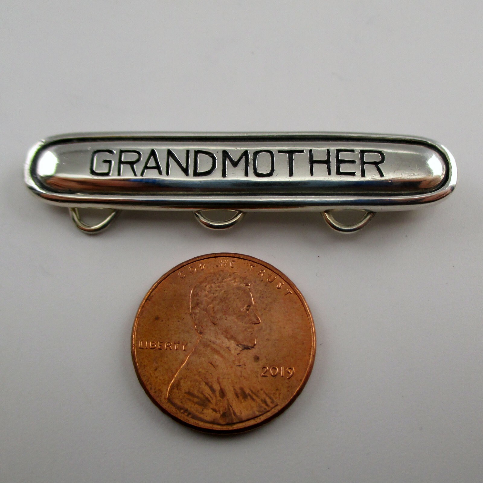 Sterling Silver GRANDMOTHER Charm Pin BROOCH Bar Pin CHARM HOLDER Vintage NEW