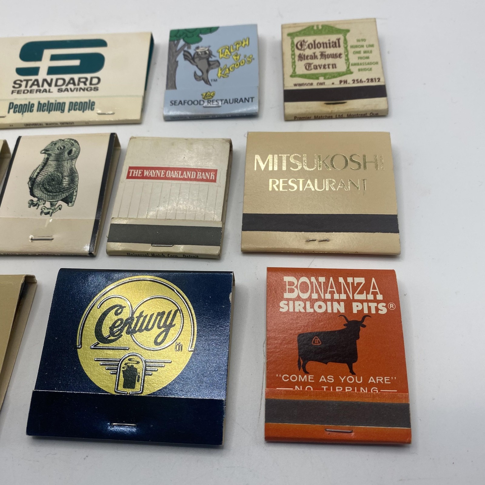 Vintage Advertising Matchbooks Lot 13 Restaurants Banks Auto Fish Market Steak