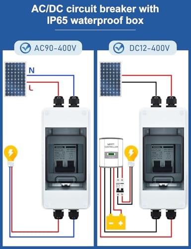 AC DC Circuit Breaker with IP65 Din Box for Solar Systems, 60 60 Amp UV-Proof