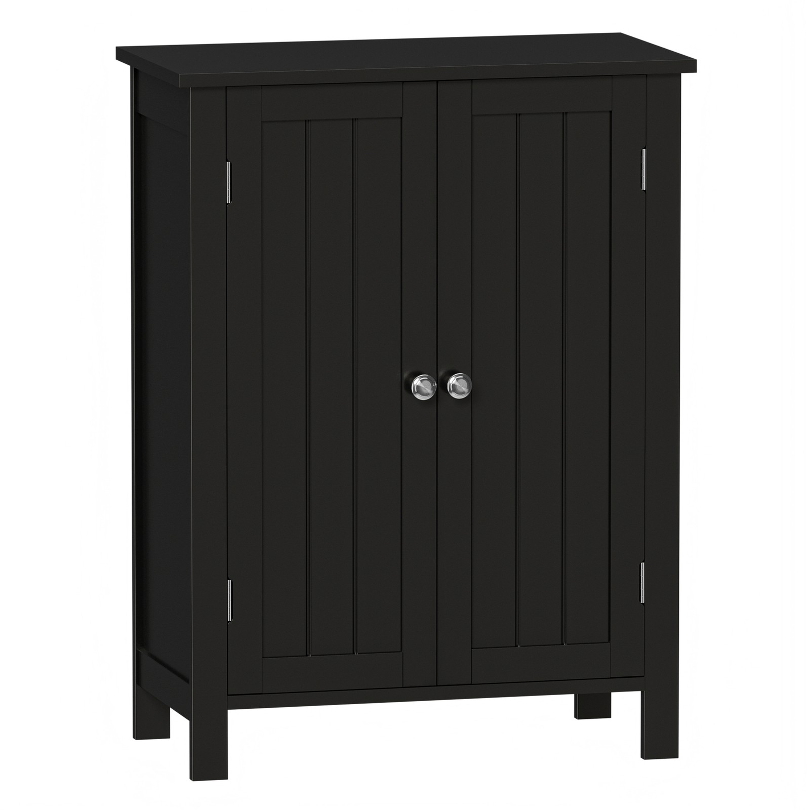 Bathroom Floor Storage Cabinet with Adjustable Shelf Double Door Organizer Black