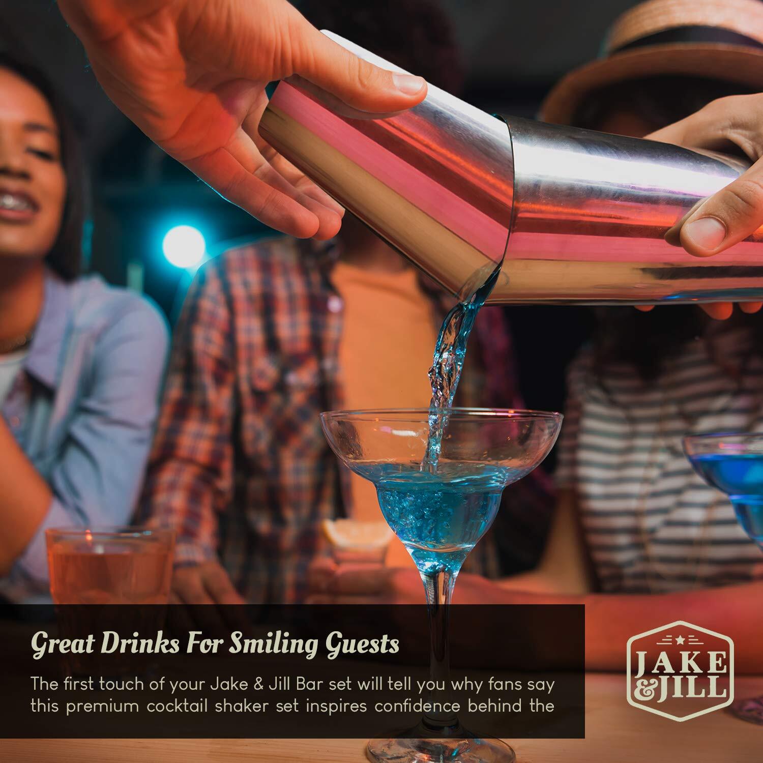 (5 Pc) Boston Cocktail Shaker Set w/ HD Strainer, High End Japanese Jigger & ...