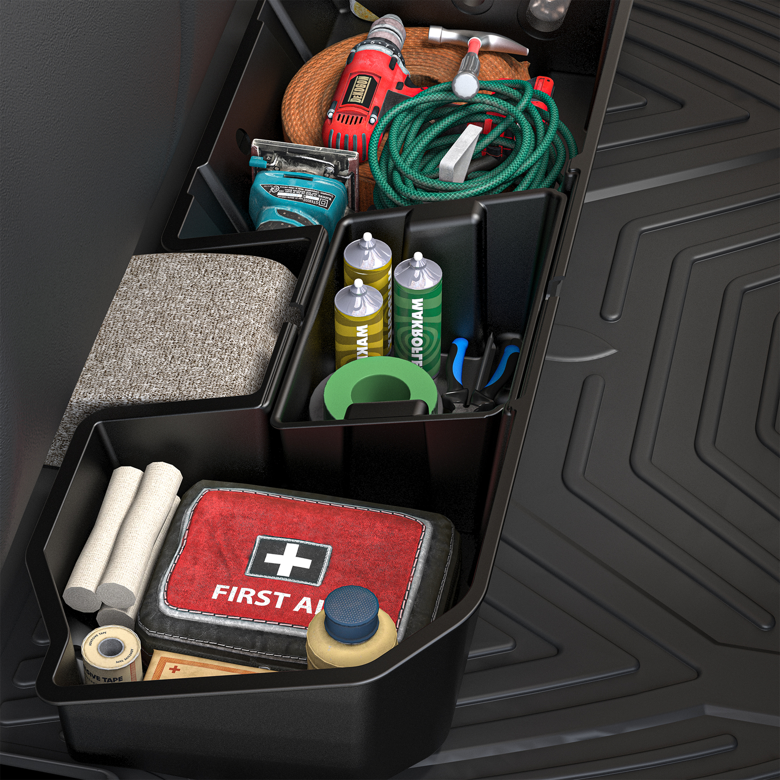 Under Seat Storage for 2019-2025 Chevy Silverado GMC Sierra 1500 2500HD 3500HD