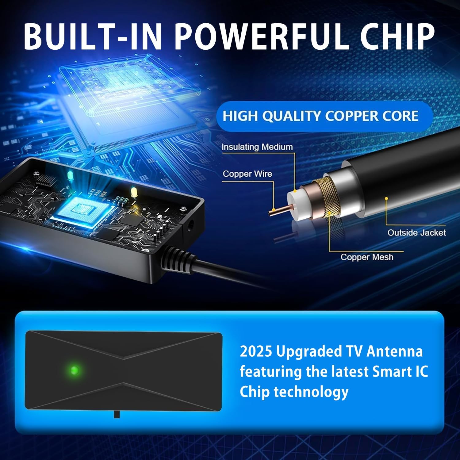 6000 Miles Upgraded TV Antenna Digital HD Indoor HDTV 1080P 4K Long Range US