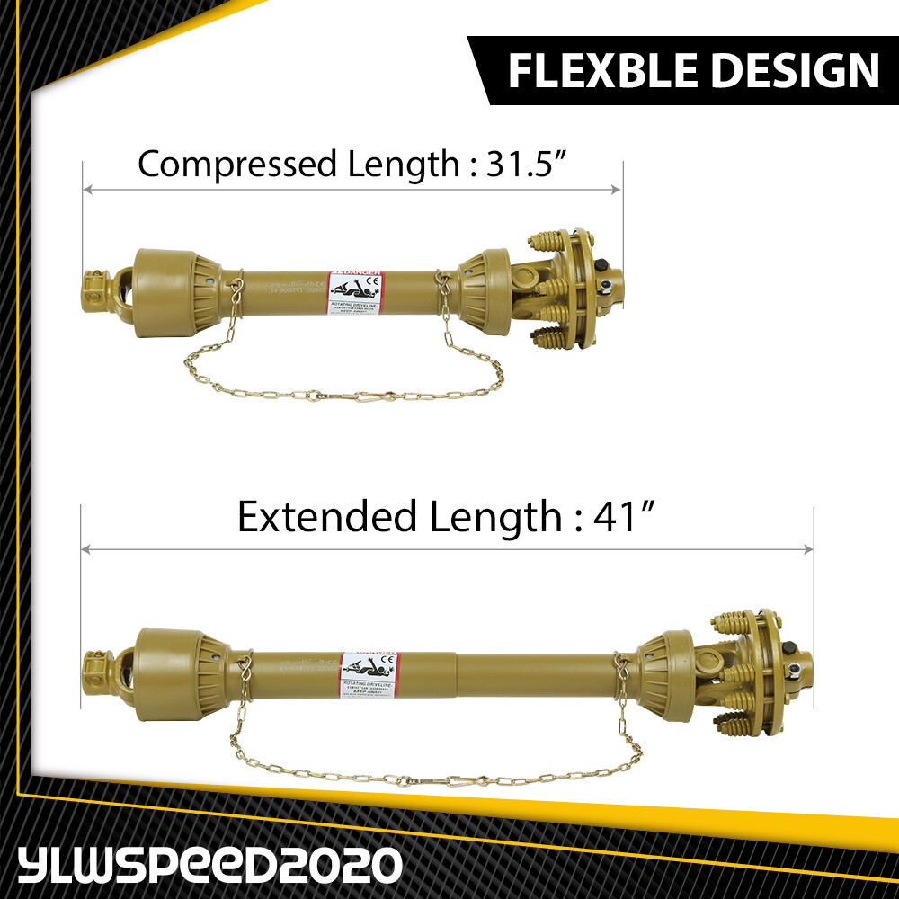 PTO Shaft PTO Drive Shaft 1-3/8"x6 Spline w/ Slip Clutch T4 31.5-41" Yellow New