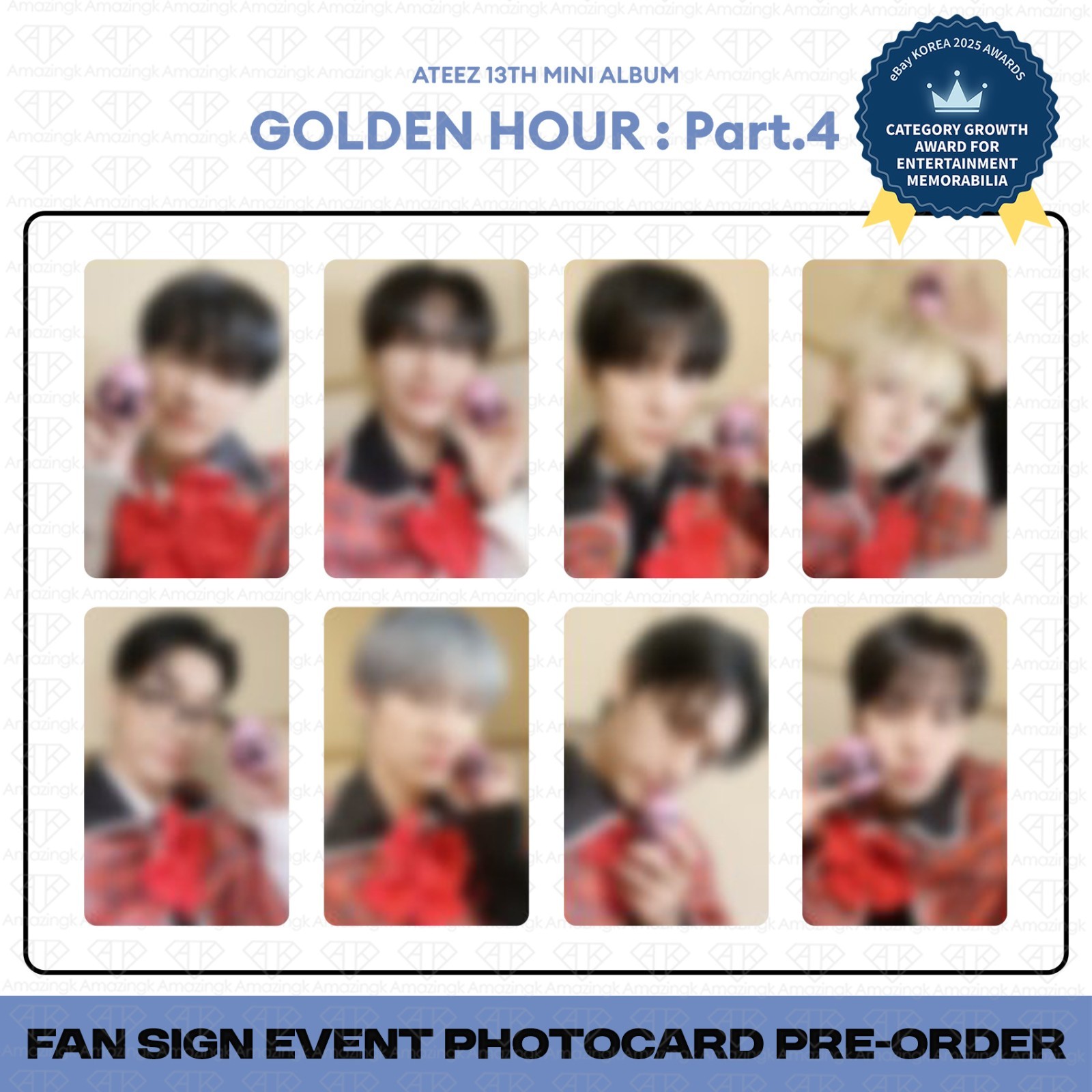 [PreSale] ATEEZ 13th Mini Album Golden Hour Pt.4 JumpUpEnt 2nd FanSign Photocard