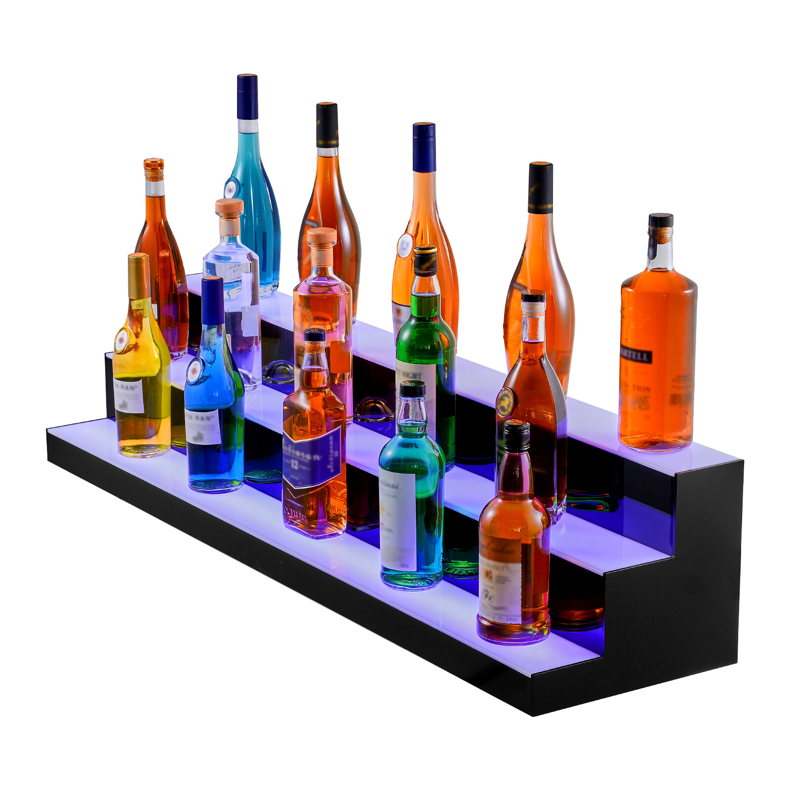VEVOR LED Lighted Liquor Bottle Display Bar Shelf RF & App Control 48" 3-Step